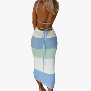 NUFIWI Striped Knit Maxi Dress- Small